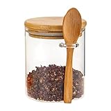 REYIN-CHHN Luftdichte Glasbehälter, Frischhaltedosen mit luftdichtem Bambusdeckel und Löffel, transparente Küchenbehälter für Zuhause, Küche, Bauernhaus, zur Aufbewahrung von Kaffeebohnen, Mehl,