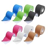 6 Rollen Tape Sport, Kinesiotapes(5m x 5cm), kinesiologie tape Rollen für Muskelunterstützung, Knieschmerzen, Ellenbogen und Schulter, Wasserfeste & Hautfreundliche Kinesiotape, Tape Sport Tape Set