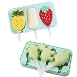 Yuelulala Silikon-Formen für Eis am Stiel, Eisformen mit Stäbchen, wiederverwendbar, leicht zu lösen, niedlicher Eisbereiter, lebensmittelechtes Silikon, Eisformen für Zuhause und draußen, 2 Stück