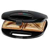 Clatronic® Sandwichmaker mit dreieckigen Sandwichplatten | Sandwichtoaster mit automatischem Temperaturregler & Antihaftbeschichtung | Sandwich Maker mit Verriegelungssystem | ST 3477 schwarz