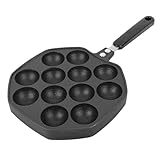 Zerodis Backblech Pfanne, Aluminiumlegierung Nicht -Stick -Grill Pfanne 12 Löcher Takoyaki Kochplatte mit Gleichmäßiger Wärmeverteilung Ergonomisch Griff Backpfannen Frittieren Pfanne