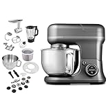 MEDION Küchenmaschine (Mixer, Fleischwolf, Eisschüssel für Zubereitung von Eis, 4 in 1, 1.200 Watt, Reiben Raspeln Schneiden, Digitales Touch Display, Knetmaschine, Teigmaschine, MD18430) Titan