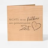 Original Holzgrusskarte – Nichts ist so kostbar wie gemeinsame Zeit – einzigartige Grußkarte, Karte Liebe, Jahrestag, Geburtstag Karte, Hochzeitstag, Jahrestag, Geschenke für Frauen