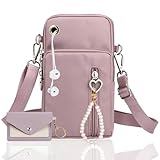 IJHYGD Handytasche Zum Umhängen Handytasche Zum Umhängen Mädchen Handytasche Geldbörse Zum Umhängen Kopfhörer Eingang Handytasche Mit Geldbörse Zum Umhängen Mit Perlen-Anhänger und Karte Tasche