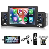 Hodozzy 1 Din Bluetooth Android Auto Carplay Autoradio 5 Zoll Touchscreen Radio Freisprecheinrichtung FM-Radio Stereo mit Mirror Link USB/AUX-In/SD-Kartenanschluss SWC + Rückfahrkamera Car MP5-Player