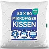 KNERST® Kopfkissen 80x80 cm für erholsamen Schlaf - Stützendes Kopfkissen Nackenschmerzen - Kissen 80x80 Allergiker geeignet - Schlafkissen waschbar bis 95°C