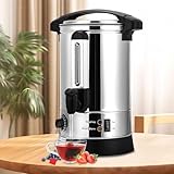 Fiqops 8L Glühweinkocher, Glühweinkocher mit Zapfhahn Thermostat,1500W Einkochautomat Edelstahl mit Wasserstandsanzeige,Glühweinkessel Einstellbare Temperatur von 30-110°C,Heißgetränkeautomat