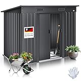 KESSER® - Gerätehaus L Metall 4 m³ mit Fundament | 210x122x186 cm | 2X Schiebetür & Fundament | Geräteschuppen | Gartenhaus Schrank | Pultdach Garten Schuppen, Anthrazit