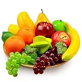 13 Stück Künstliche Früchte Set, Fake Mischung Früchte Für Home Decor, Simulation Obst Set Für Party Weihnachtsdekoration,Faux Obst Modell Für Fotoshooting,Künstliche Apfel Orange Birne Traube