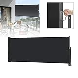 LARS360 Seitenmarkise Ausziehbar Sichtschutz Windschutz, Seitenmarkise Balkon mit Bodenmontage,Seitenwandmarkise Markisenstoff für Terrasse und Balkon,(100x300cm, Anthrazit)