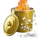 Verbrennungstonne Edelstahl Feuertonne Feuerschales Mit Deckel, Verbrenner Terrassenofen Für Flammschutz Und Feuerhaken Zur Einfachen Entnahme Von Papiergeld 26x26x28 cm