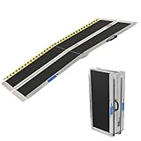 TRUTZHOLM Rollstuhlrampe Alu 2-Fach klappbar 183 cm Traglast 272 kg beschichtet Auffahrrampe Schwellenrampe Kofferrampe schwarz/grau