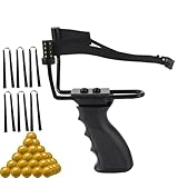 NWIWI Zwille Steinschleuder mit Gummiband Extra Stark Auf 80 cm Dehnen,Professionelle Jagdslingshot Sport Outdoor Professionelle Schleuder-Set Sportgerät in Bundle Sets mit 6 Ersatzgummi 400 Tonkugeln