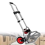 XMTECH Aluminium Sackkarre klappbar 80 kg,Transportkarre Stapelkarre Handkarre Karre,mit höhenverstellbarer Griff, inkl. Rädern,Große Anti-Rutsch Ladefläche