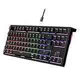 Newmen GM870 TKL Gaming Tastatur,Mechanische Tastatur mit Kabel,75% RGB LED Beleuchtung Hot Swap Anti Ghosting USB Mini 88 Tasten Keyboard für PC/Win/Mac,Deutsches QWERTZ Layout,Schwarz,Rote Schalter