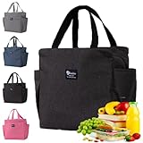 ZELAITE Lunch Bag, Isolierte Lunchtasche mit Seitentaschen für Schule Picknick Outdoor oder Arbeit, 9 Liter, Blau, Modern, Unisex, Reißverschluss, 25x25x14 cm, 108.295 Gramm