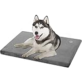 EMPSIGN Hundebett Grosse Hunde Hundekissen waschbar, Hundebett Wasserdicht L 89x56cmx7.6cm, Hundekissen passend für Käfige, Hundematte mit Abnehmbarem und waschbarem Bezug für große Hunde, Grau