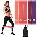 5 STK Gymnastikbänder, Widerstandsbänder, Elastische Fitnessbänder, Resistance Bands mit 5 STK verschiedenen Widerstandsstufen, für Stretching Yoga, mit Tragetasche und Anleitung (A)