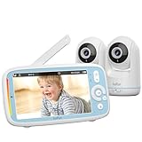 BOIFUN babyphone mit 2 kameras, 5 Zoll 720P HD IPS Bildschirm PTZ 360° View 3×Zoom VOX-Modus babyfon Nachtsicht Temperaturüberwachung Wiegenlieder Zwei-Wege-Audio