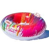 Muslecid Aufblasbare Schneereifen für Erwachsene Kinder - Snow Tube Reifen Schlitten Donut Rutschreifen mit Griffen,95cm Kratzfest Frostbeständig Schneeschlauch für Winterabenteuer(Roter Wellenpunkt)