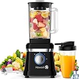 Howork Standmixer Hochleistungsmixer 1200W Mixer Smoothie Maker 1.6L Standmixer Glas, 2 Geschwindigkeitsstufen + Impulsfunktion, 6 Messer aus Edelstah mit 400ml Reisebecher und Bürste