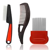 Edelstahl Läusekamm & Schuppenkamm Set – Rostfreier Flohkamm für Menschen, Hunde & Katzen – Professioneller Feinzahnkamm gegen Schuppen, Läuse und Flöhe – Ideal für Familie, Kinder und Haustiere