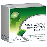 GINKGOVITAL Heumann® 120 mg Filmtabletten – Natürliche Unterstützung für Gedächtnis & Konzentration bei altersbedingt nachlassender Leistungsfähigkeit, mit Ginkgo-Biloba-Blätter-Trockenextrakt, 120 St