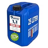 plasteo® 25 Liter Getränke- Wasserkanister mit 1 Schraubdeckel (DIN 61) | Lebensmittelecht | Stapelbar | Indoor und Outdoor | BPA Frei | Luft- und Wasserdicht | Blau
