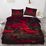 BettwäSche 200x200 Braune Landschaft Bettbezug Set 3 Teilig SchöNheitsblume Flauschig BettbezüGe und 2 Kissenbezug 80x80, Allergiker BettwäSche-Sets Weiche Microfaser mit ReißVerschluss HR1468