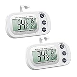 ORIA Kühlschrank Thermometer, 2 Stk. Digitale Gefrierschrank Thermometer, Küchenthermometer Refrigerator Thermometer, Haken & Magnetisch, Max/Min Funktion, für Hause, Bars, Cafés - 2er Pack