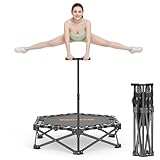 MOMODA Klappbar Fitness Trampolin Indoor mit Griff, Keine Installation Rebounder für Kinder und Erwachsene, Durchmesser 106 cm (schwarz)