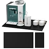 SOSMAR Große Unterlage für Kaffeemaschine Kaffeevollautomat Kaffeemühle Silikonmatte Untersetzer (60 x 40cm, Schwarz) mit Abnehmbarer Abtropfmatte für Gläser Tassen, rutschfest & Hitzebeständig