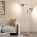 ANTENLICHT YOYO Stehlampe mit leselampe | E27 Fassung max. 60W | 360° schwenkbare Stehleuchte mit 2 Lampenköpfen | Vintage Modern Metall Stehlampe für Wohnzimmer | Höhe 159cm Grün ohne Birne