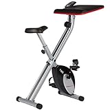 Ultrasport F-Bike Work, Heimtrainer mit Workstation, Heimgerät, Fitnessbike mit Konsole und Pulssensor am Lenker, faltbar, max. Benutzergewicht: bis 100 kg, Silber / Schwarz