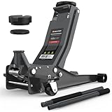 GENTOR Wagenheber hydraulisch 3T – flach 75–505 mm Hubhöhe, mit 2X Gummiauflage, Profi Rangierwagenheber für Auto, PKW, SUV & Werkstatt (Anthrazit)