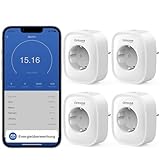 Gosund Smart Wlan Steckdose 16A,WiFi Steckdose 4erPack,Smart Home Plug Funktioniert mit Alexa Google Home,Stromverbrauch Messen Sprachsteuerung Timer,NUR auf 2,4GHz WiFi.230V ||50/60Hz || 20-45°C,Weiß