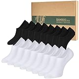 Caldodo Sneaker Socken Damen Herren Bambus Füsslinge, 8Paar Füßlinge Atmungsaktiv Sportsocken, Geschenke für Frauen und Männer, Schwarz Weiß 39-42