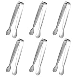 6 Stück Edelstahl Zuckerzange, 11cm Candybar Zangen Kleine Servierzange Eiswürfelzange Servierzange Gebäckzange Eiszange Set für Hochzeit Party Bar Büfett Grill Picknick
