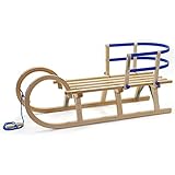 Holzfee Hörnerschlitten Baran S 110 RL Hörnerrodel Schlitten Set mit Lehne und Leine