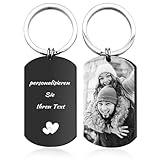 Easycosy Schlüsselanhänger Personalisiert mit Foto & Text, Edelstahl Erkennungsmarke Dog Tag mit deutlichem Gravur & Diverse Designs Gravurplatte - als Personalisierte Geschenke für Freundin, mama