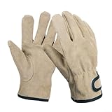 Jotekonoby Grillhandschuhe, extrem hitzebeständig, Ofenhandschuhe, Grillhandschuhe, rutschfeste Leder-Kochhandschuhe zum Grillen, Grillen, Backen, Schweißen (gelb)