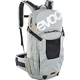 EVOC FR ENDURO 16 Fahrradrucksack, Backpack für Fahrradtouren (LITESHIELD BACK PROTECTOR 95%, Helm-Halterung, Protektoren, Werkzeugfach, Trinkblasenfach 3l, Größe: S), Steingrau