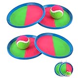 FORMIZON Klettballspiel, Spielzeug Werfen Klettspiel, Fangballspiel Klett-Ballspiel mit 4 Klett Ball Paddle und 2 Bällen, Ballwurf Fangspiel Klettball Ballfangspiel für Innen und Außen Party, Garten