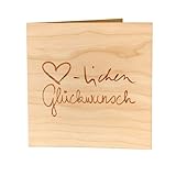 Original Holzgrusskarte - Geburtstagskarte für besondere Glückwünsche zum Geburtstag aus Kirschholz - Geburtstagsbillet, Glückwunschkarte, Postkarte, Geschenkkarte (-lichen Glückwunsch)