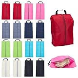 GOMAKERER 16 Packung Schuhbeutel, 8 Farben Großer Tragbarer Reise Schuh Organizer Aus Oxford Stoff Mit Reißverschluss Für Schuhe Kleidung Spielsachen