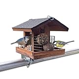 STAFECO® Vogelfutterhaus Vogelhaus für Balkon wetterfest Futterhaus Handarbeit Gartenvögel im Garten Balkonhalterung mit Einer Größe von 30 bis 60 mm. (Braun)