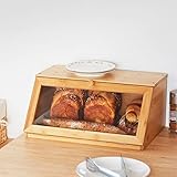 YOUDENOVA Brotkasten Bambus Eco Brotbox Brotkorb Aufbewahrungsbox Küche Brotaufbewahrung Brotbehälter Visualisiert für Brot, Röstbrot, 39x25x18(LxBxH)cm, Natur Bambus