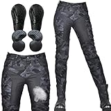 SHUOJIA Damen Motorradjeans mit Camouflage-Denim-Hose mit atmungsaktivem Mesh und abnehmbaren Hüft- und Knieprotektoren Sommer (Blue,M)