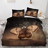 Bettwäsche 200x200 Insekt Bettwäsche-Sets BäRenmotte Bettbezug Weiche Atmungsaktiv Mikrofaser mit Reißverschluss und 2 Kissenbezüge 80x80 für Erwachsene Geeignet