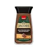 Jacobs Espresso löslicher Bohnenkaffee, Instant Kaffee, 100 g im Glas, für 56 Getränke